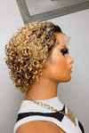 Glueless Pixie Cut Curly Lace Frontal Wig ( Dark-Root) wig - Jozelhair